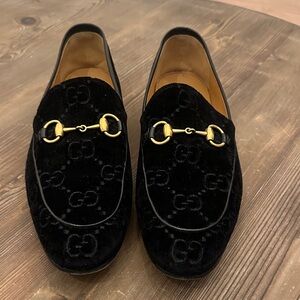 Gucci Black Loafers with Gold Horsebit